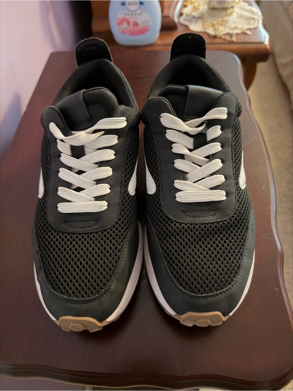 Aiden Black Mesh Sneakers with White Laces